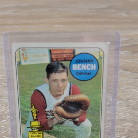 1968 Topps Johnny Bench Rookie Baseball Card ALL STAR Catcher Reds - Picture 3 of 7